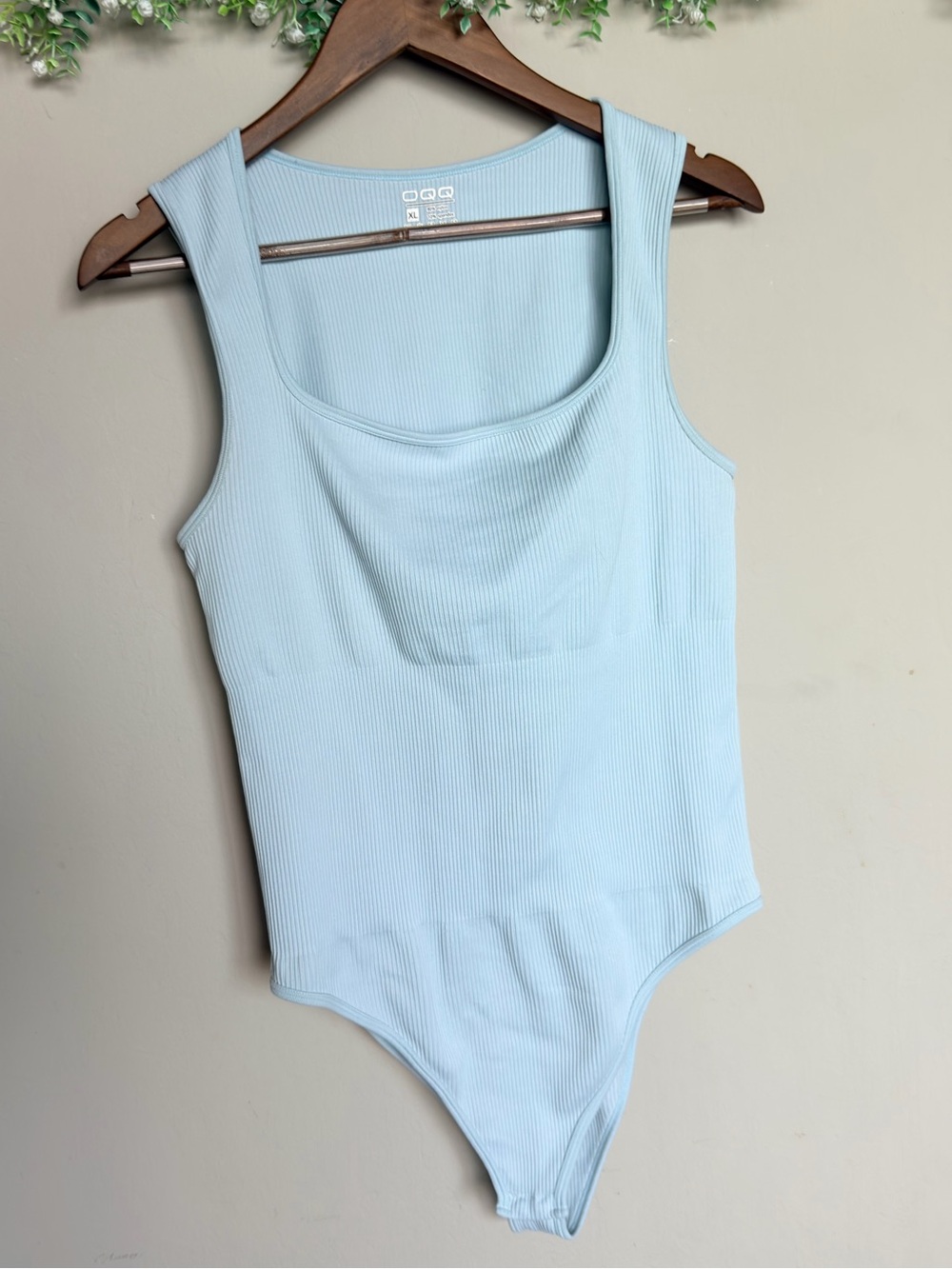 OQQ Light Blue Ribbed Bodysuit | size XL